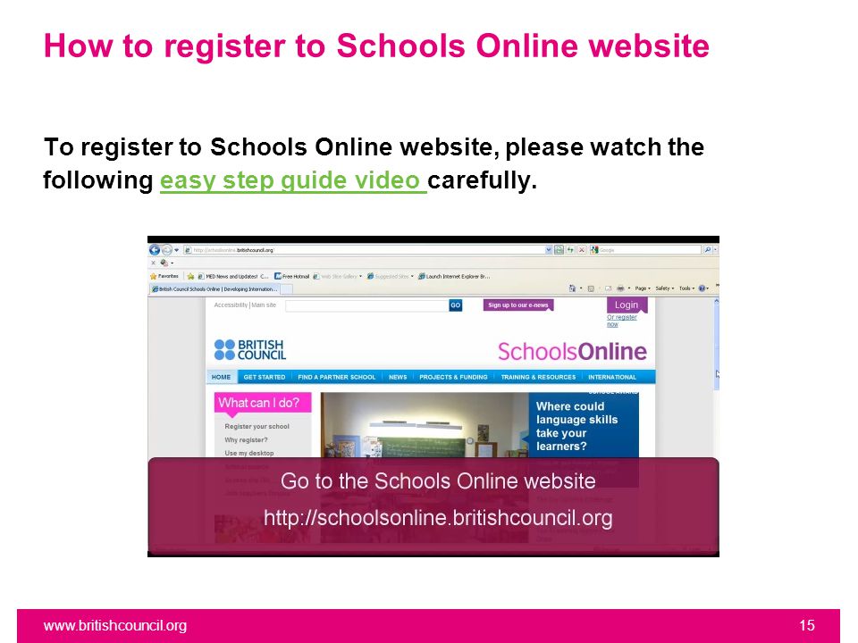 How to register to Schools Online website To register to Schools Online website, please watch the following easy step guide video carefully.easy step guide video