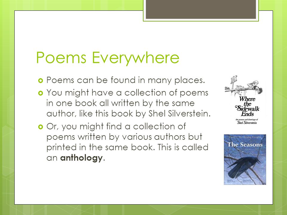 Download Poetry A Poem Is Created By Putting Words Together In An Interesting Way To Express A Feeling Create A Mental Picture Tell A Story Or Make A Sound Ppt Download