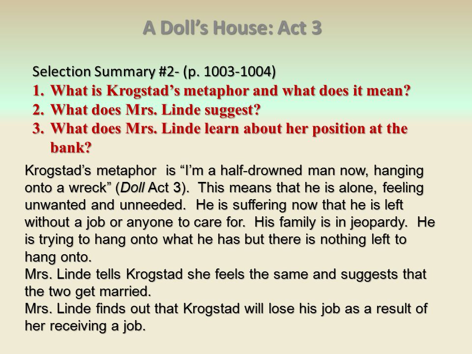a dolls house act 3 summary