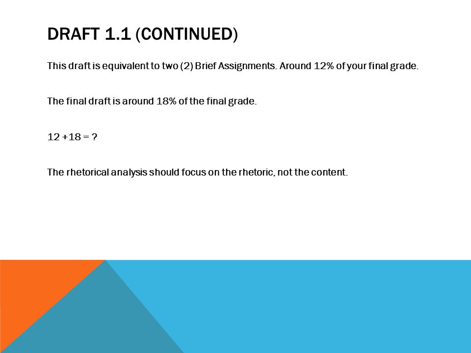 DRAFT 1.1 (CONTINUED) This draft is equivalent to two (2) Brief Assignments.