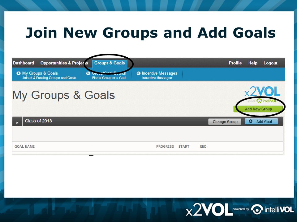Join New Groups and Add Goals