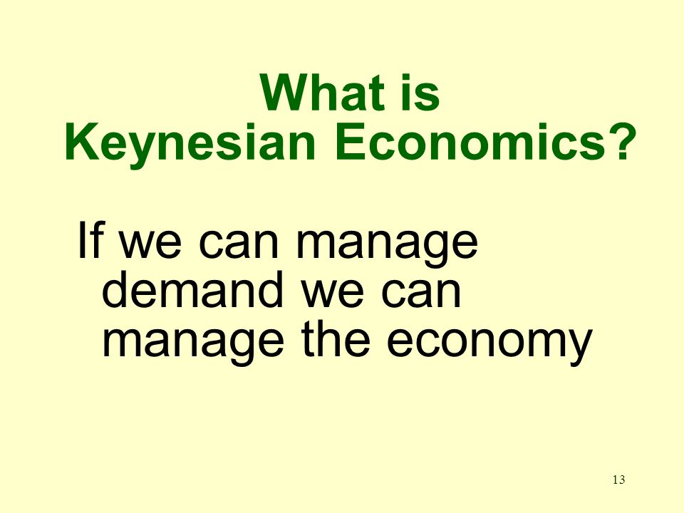 13 What is Keynesian Economics If we can manage demand we can manage the economy