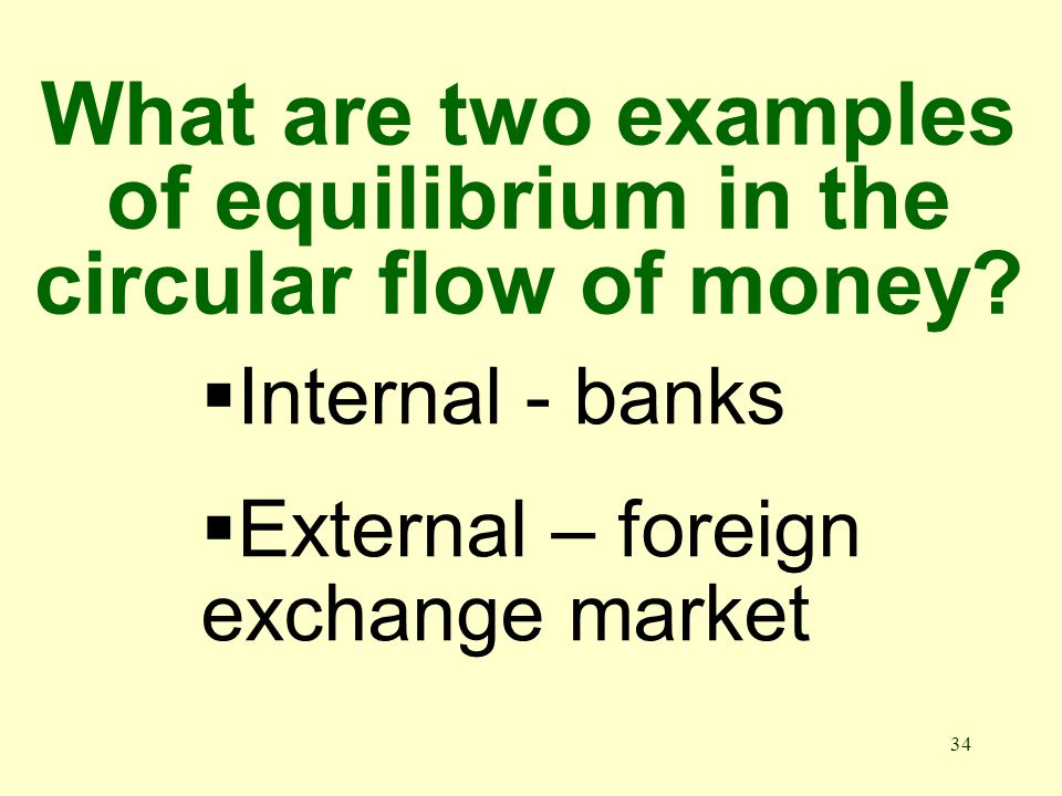 34 What are two examples of equilibrium in the circular flow of money.