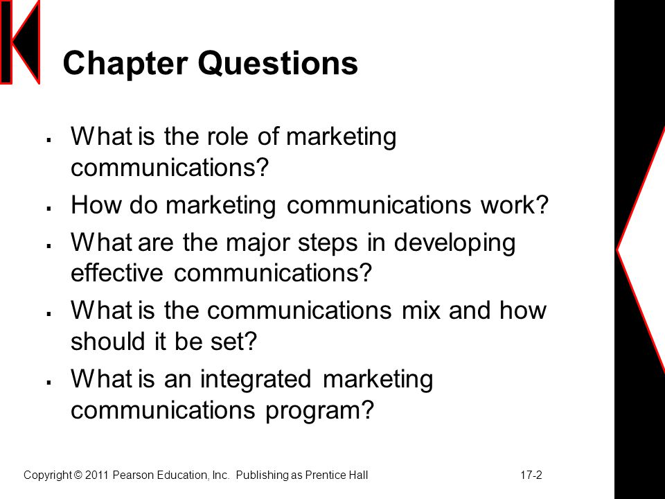 Chapter Questions  What is the role of marketing communications.
