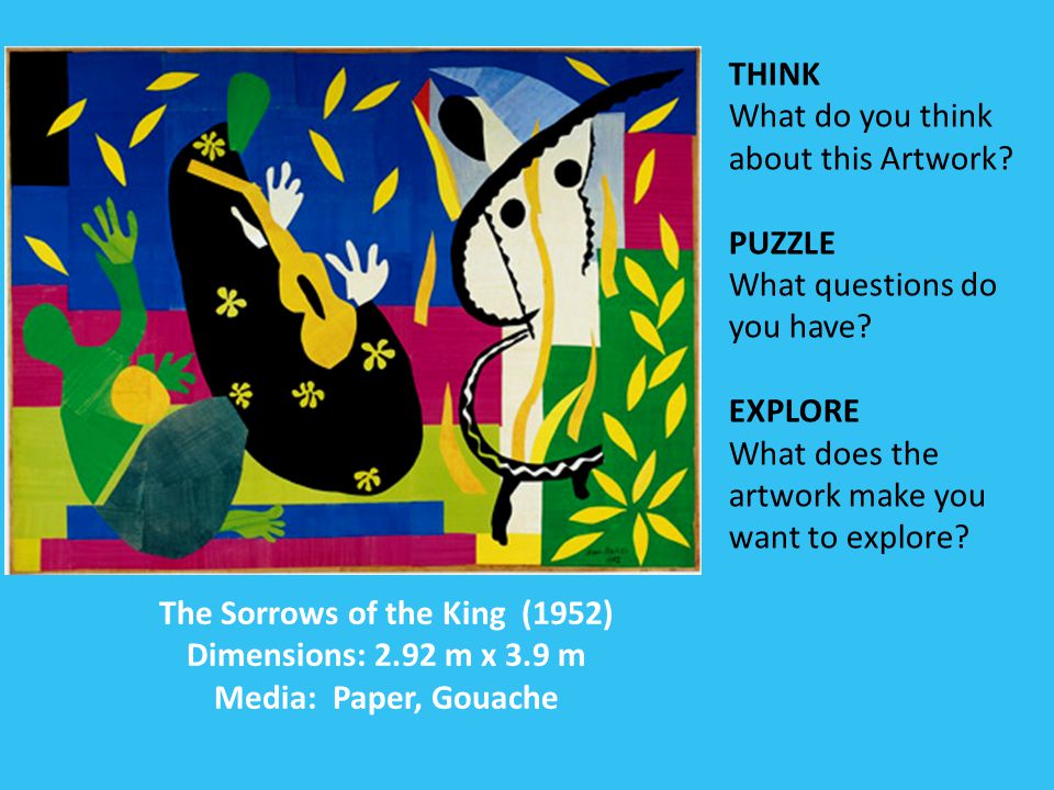 The Sorrows of the King (1952) Dimensions: 2.92 m x 3.9 m Media: Paper, Gouache THINK What do you think about this Artwork.