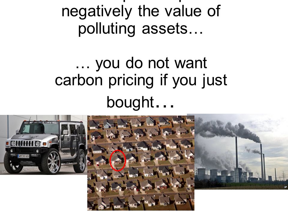 Carbon price impacts negatively the value of polluting assets… … you do not want carbon pricing if you just bought …
