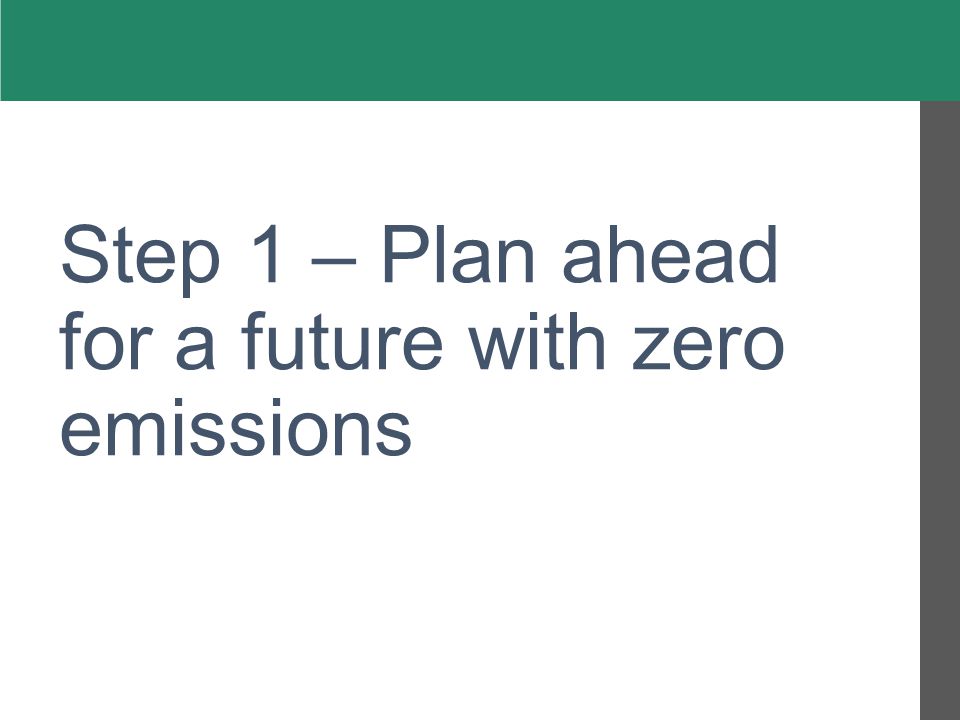 Step 1 – Plan ahead for a future with zero emissions