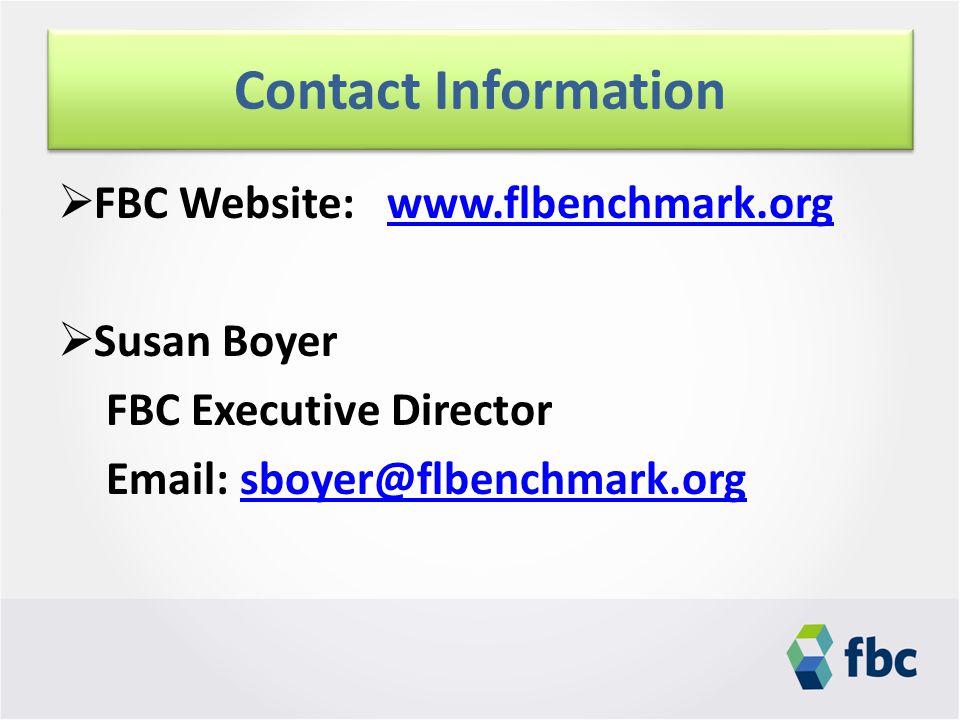  FBC Website:    Susan Boyer FBC Executive Director   Contact Information