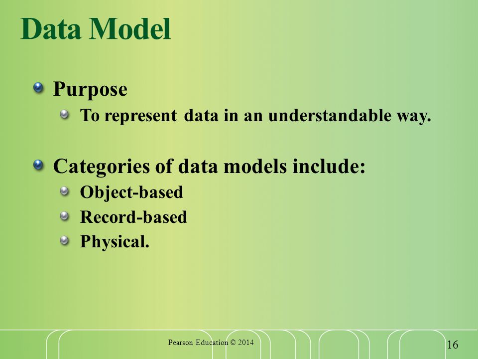Data Model Purpose To represent data in an understandable way.