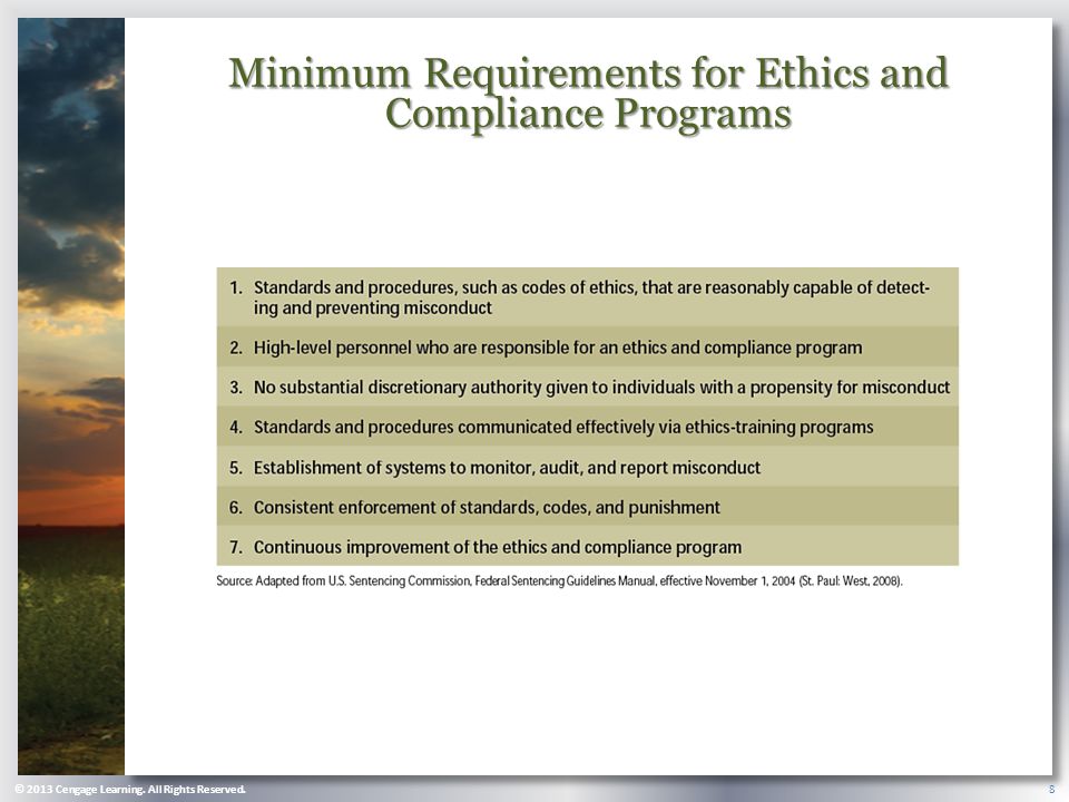 8 Minimum Requirements for Ethics and Compliance Programs