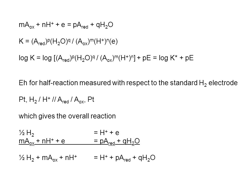 Electrochemical Phenomena Eh And Pe Approaches Redox Reactions Pe Ph Diagrams Flooded Soils Ppt Download