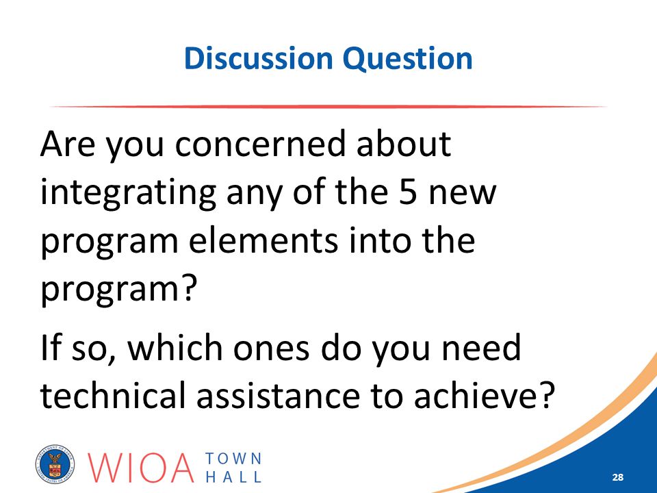 Discussion Question Are you concerned about integrating any of the 5 new program elements into the program.