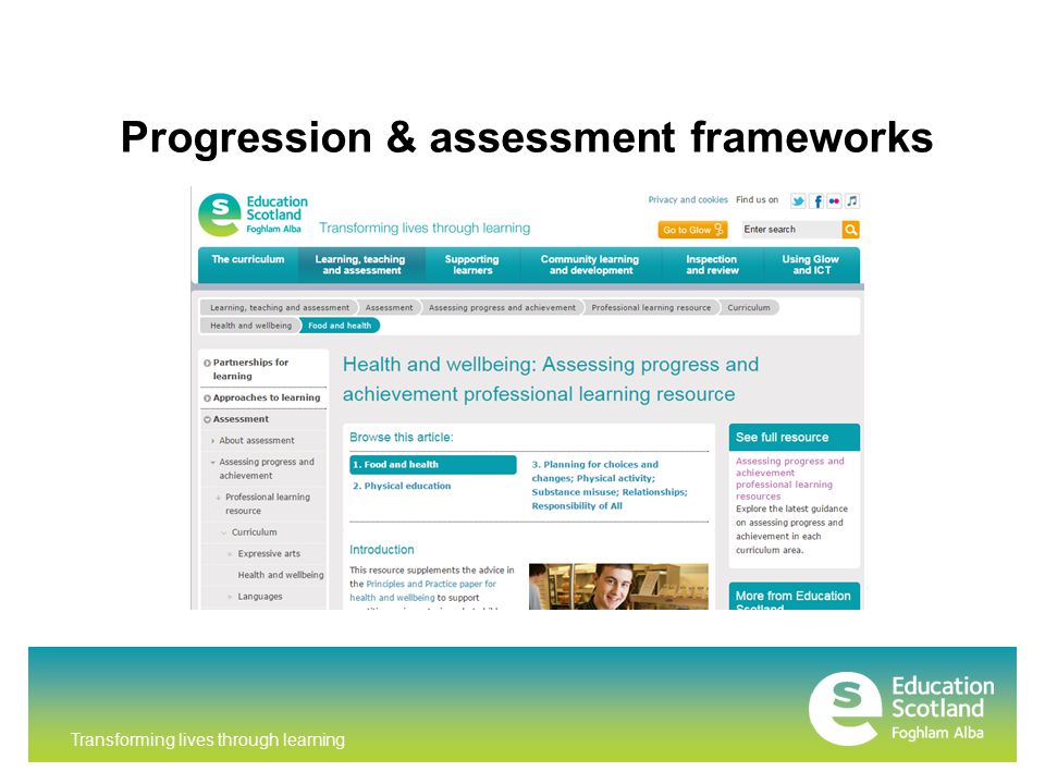 Transforming lives through learning Progression & assessment frameworks