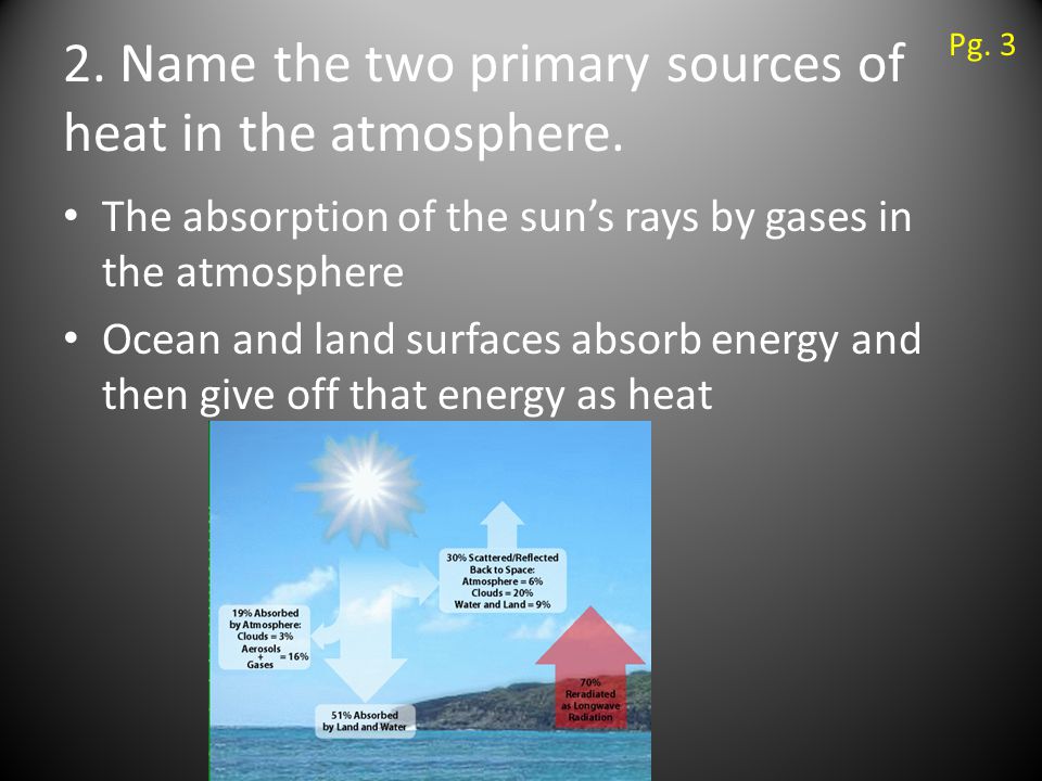 2. Name the two primary sources of heat in the atmosphere.