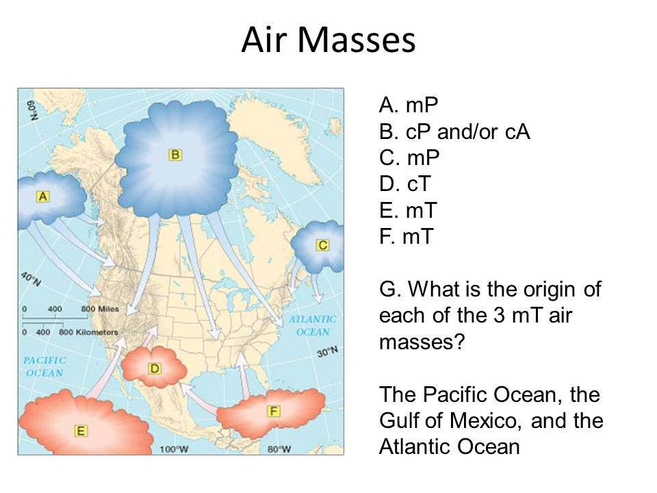 Air Masses A. mP B. cP and/or cA C. mP D. cT E.