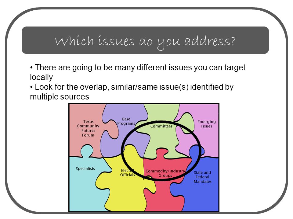 Which issues do you address.