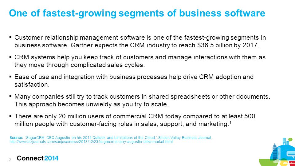 One of fastest-growing segments of business software  Customer relationship management software is one of the fastest-growing segments in business software.