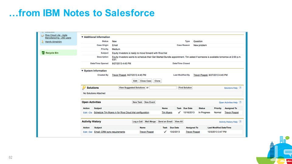 62 …from IBM Notes to Salesforce