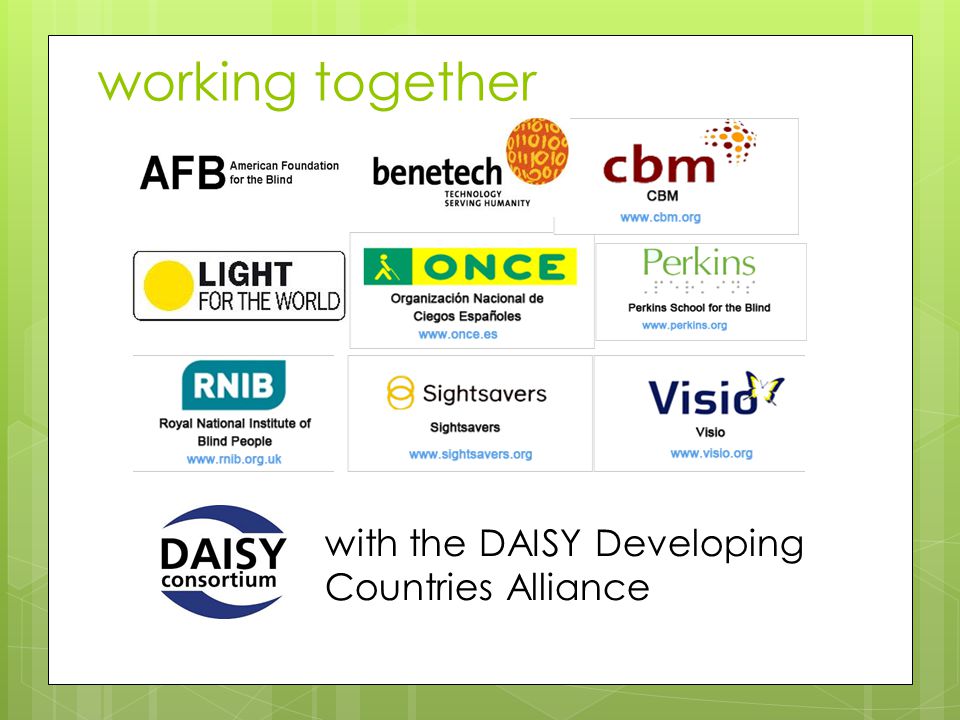 working together with the DAISY Developing Countries Alliance