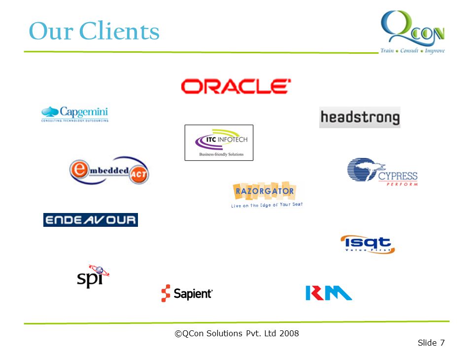 ©QCon Solutions Pvt. Ltd 2008 Slide 7 Our Clients