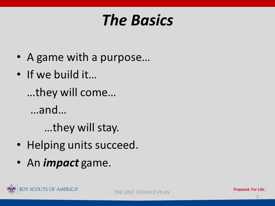 3 The Basics A game with a purpose… If we build it… …they will come… …and… …they will stay.