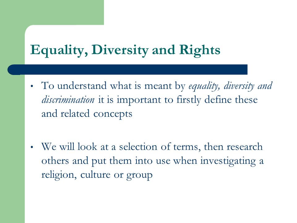 concepts of equality diversity and rights