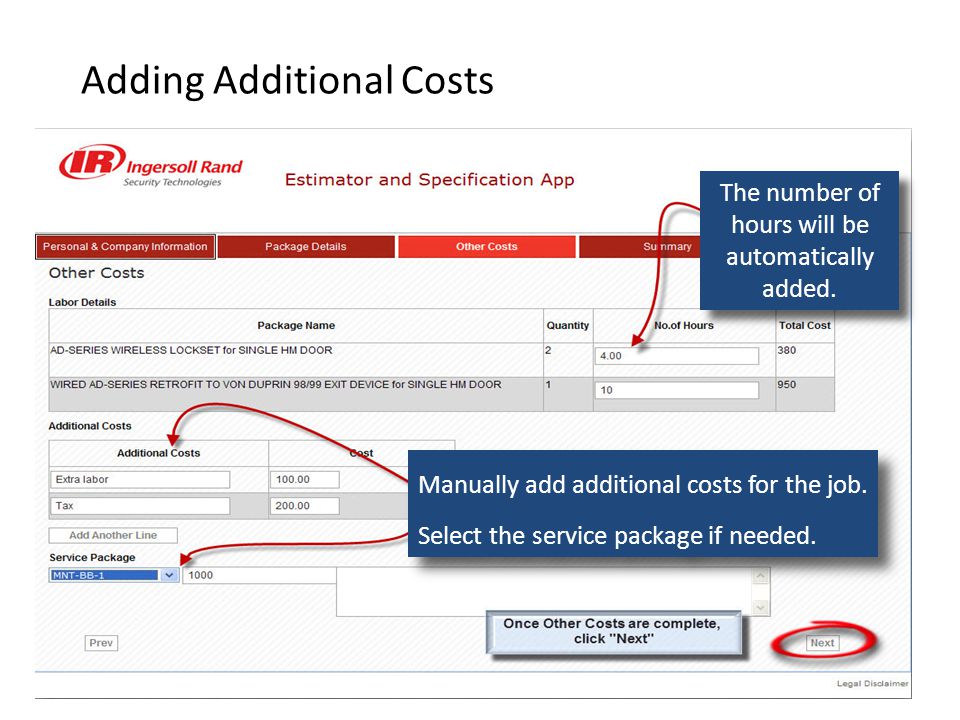 Adding Additional Costs Manually add additional costs for the job.