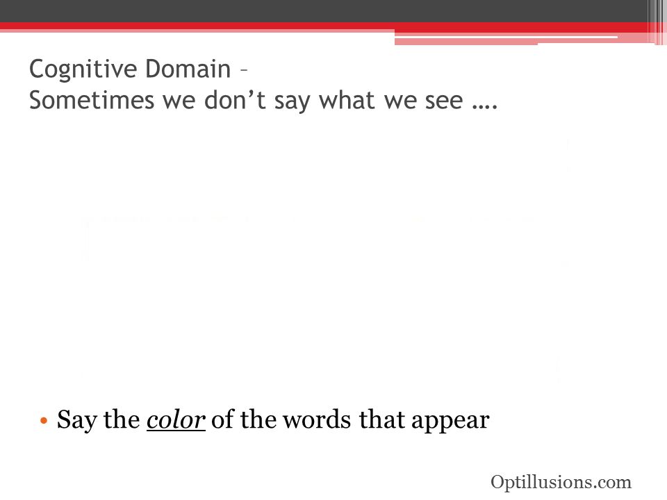 Cognitive Domain – Sometimes we don’t say what we see ….