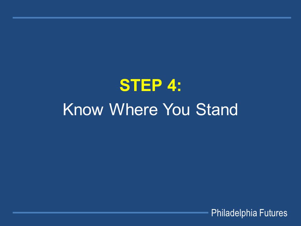Philadelphia Futures STEP 4: Know Where You Stand