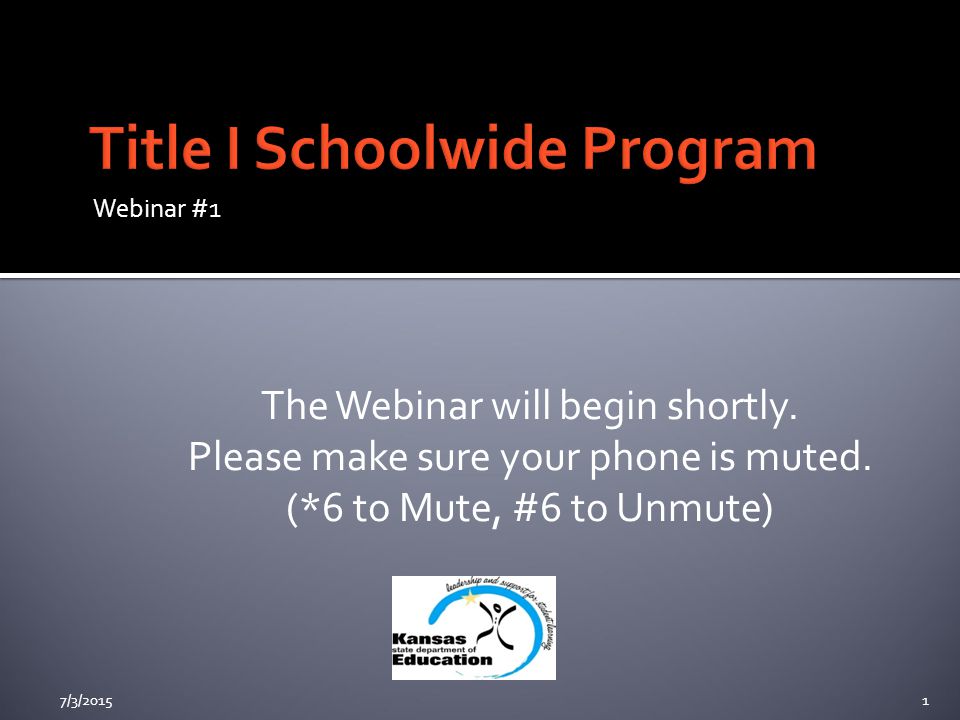 Webinar #1 The Webinar will begin shortly. Please make sure your phone is muted.