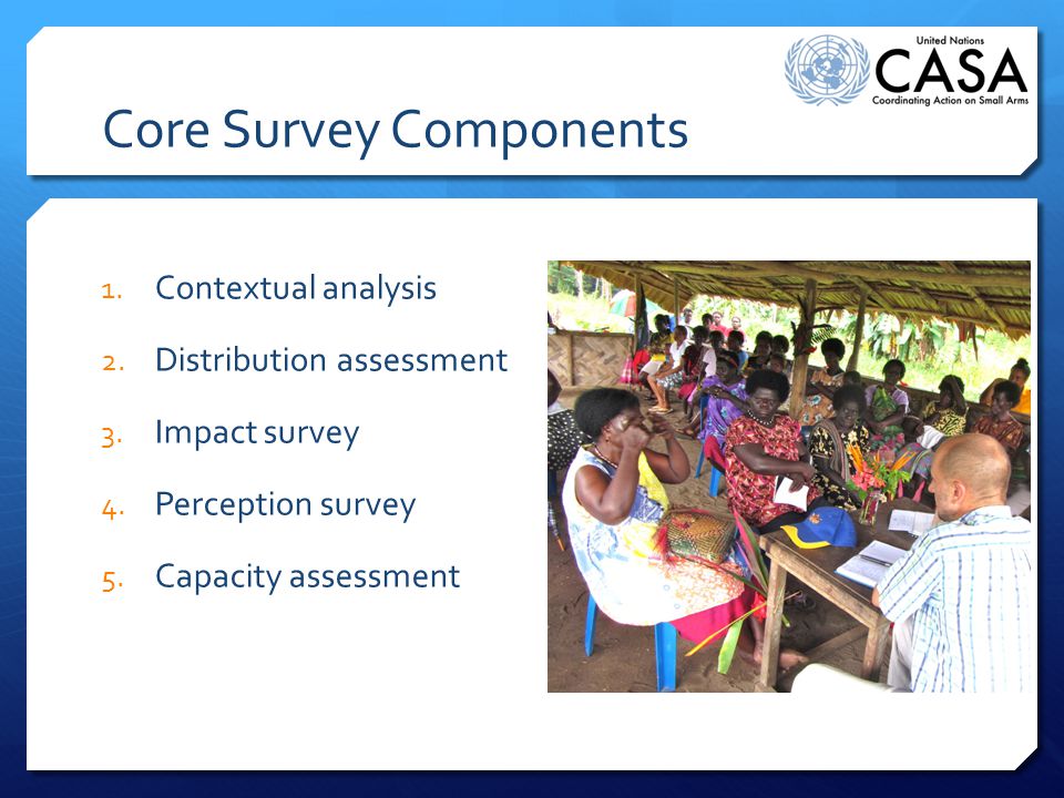 Core Survey Components 1. Contextual analysis 2. Distribution assessment 3.
