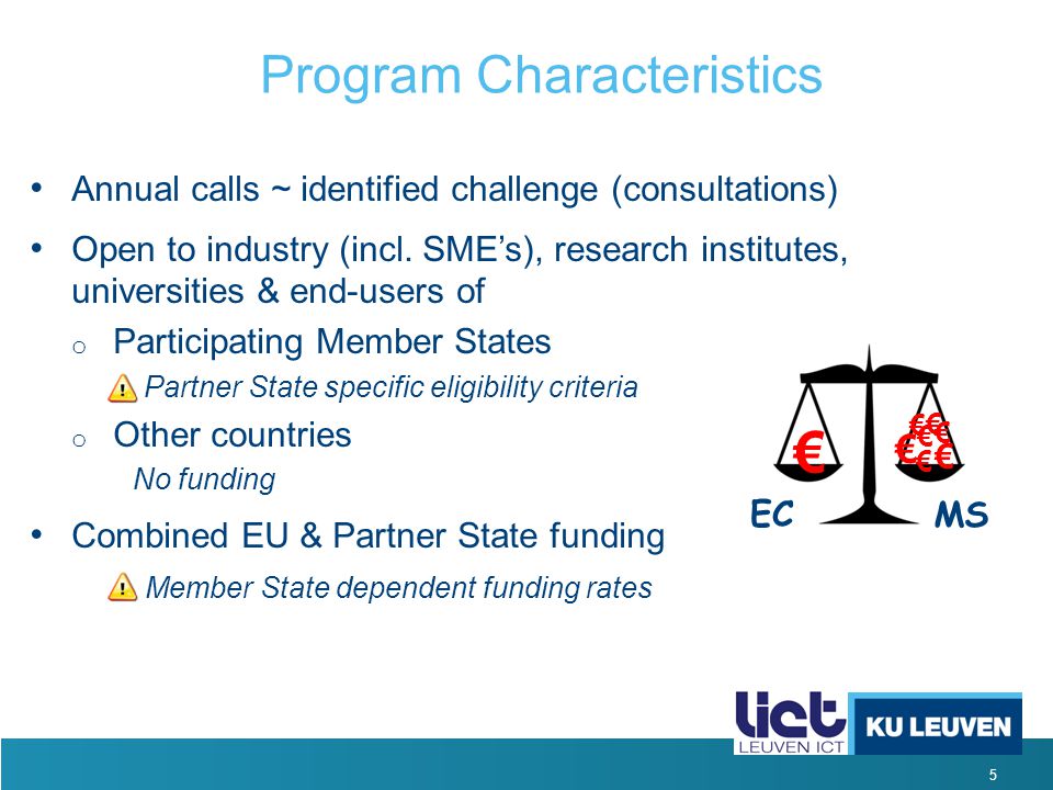 5 Annual calls ~ identified challenge (consultations) Open to industry (incl.