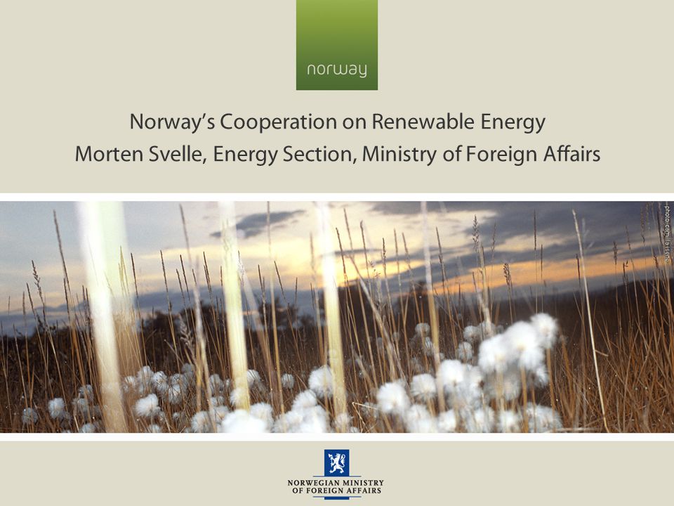 Norway’s Cooperation on Renewable Energy Morten Svelle, Energy Section, Ministry of Foreign Affairs