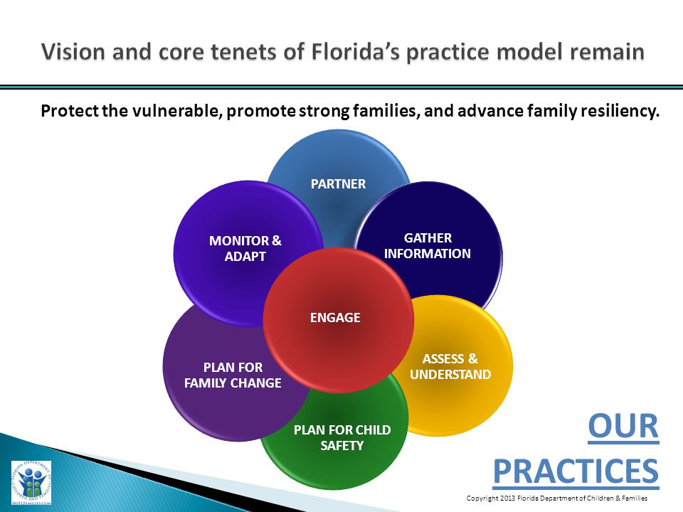 Protect the vulnerable, promote strong families, and advance family resiliency.