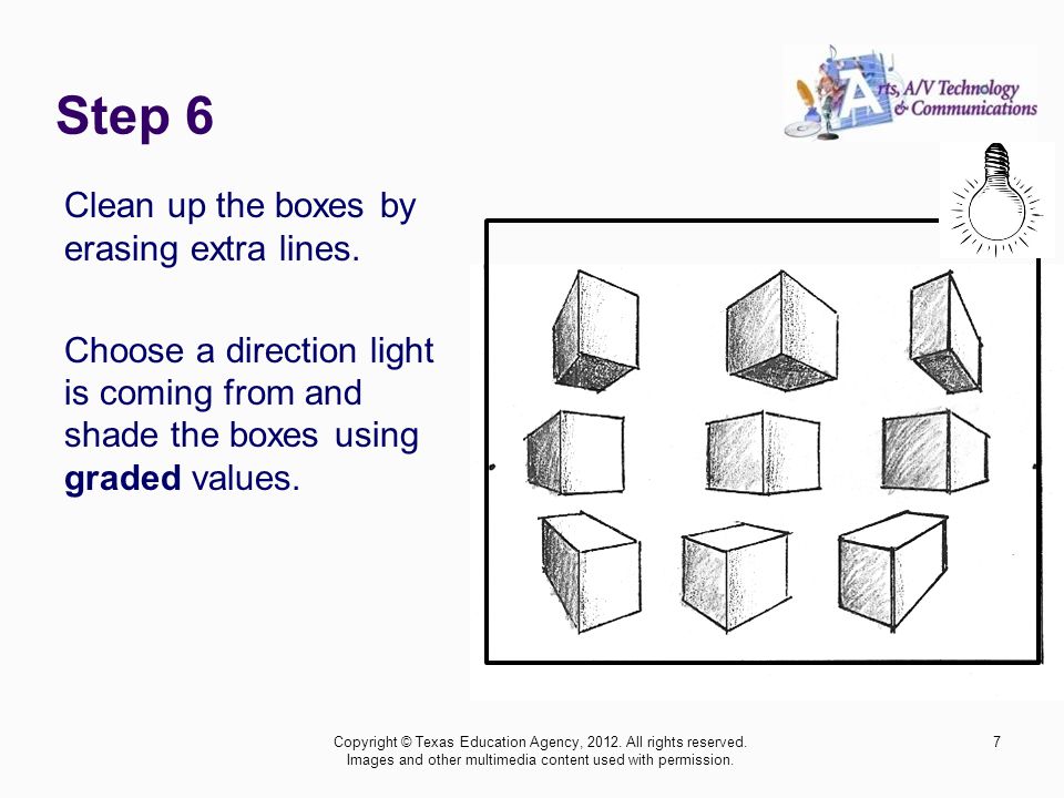 Clean up the boxes by erasing extra lines.
