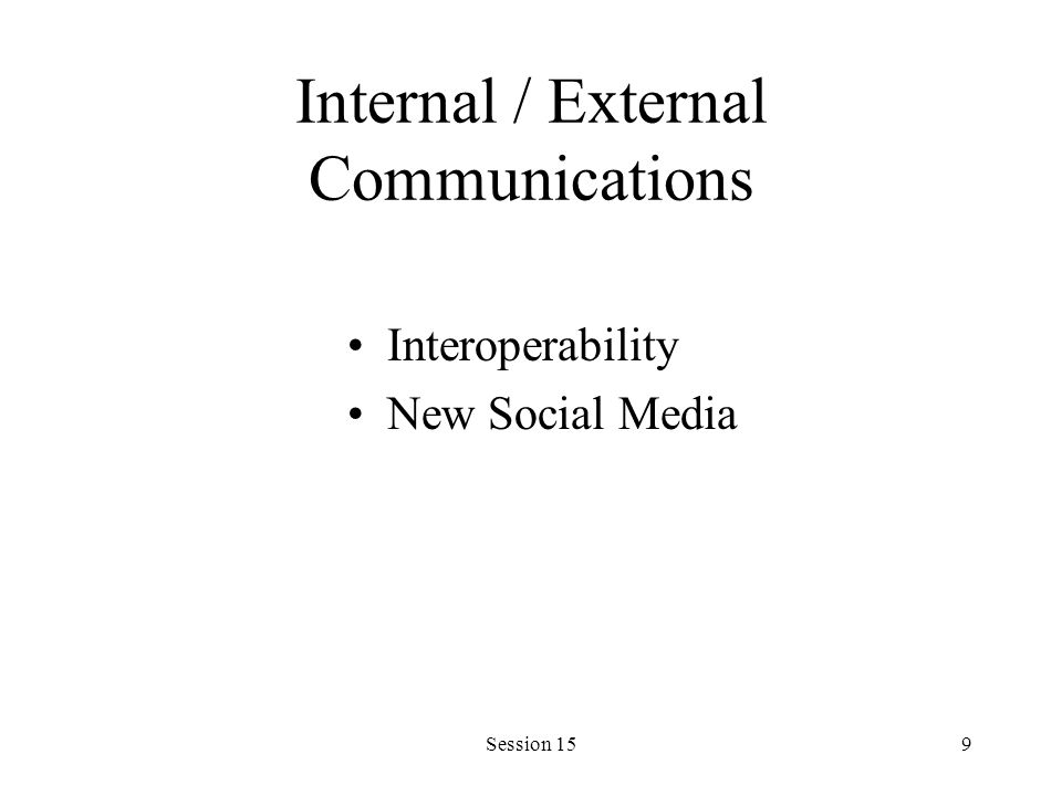 Session 159 Internal / External Communications Interoperability New Social Media