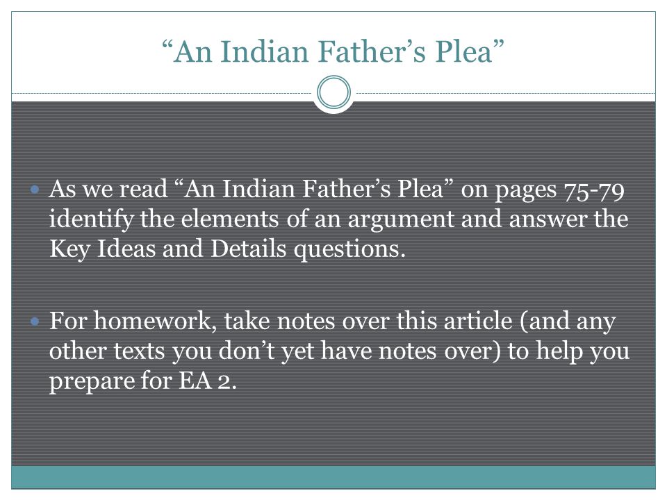 an indian fathers plea