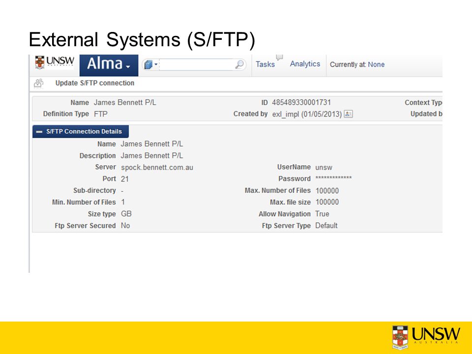 External Systems (S/FTP)
