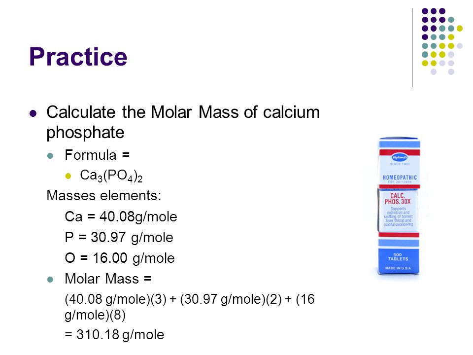 Review: Molar Mass of Compounds Ex. Molar mass of CaCl 2 Avg. Atomic mass  of Calcium = 40.08g Avg. Atomic mass of Chlorine = 35.45g Molar Mass of  calcium. - ppt download