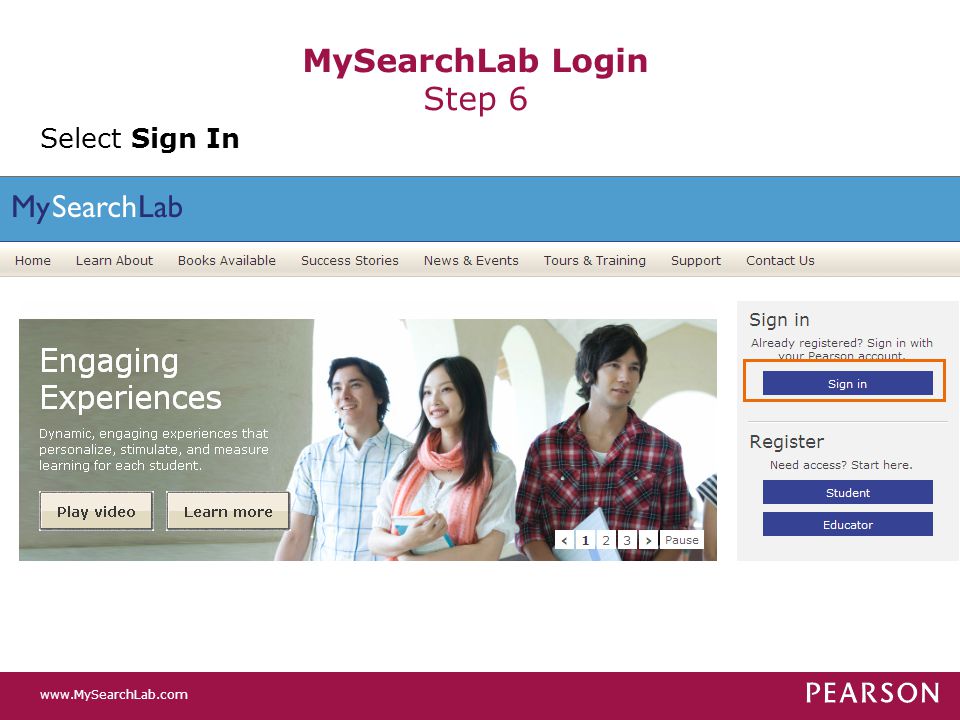 MySearchLab Login Step 6 Select Sign In