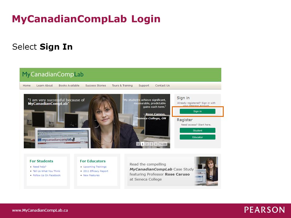 MyCanadianCompLab Login Select Sign In
