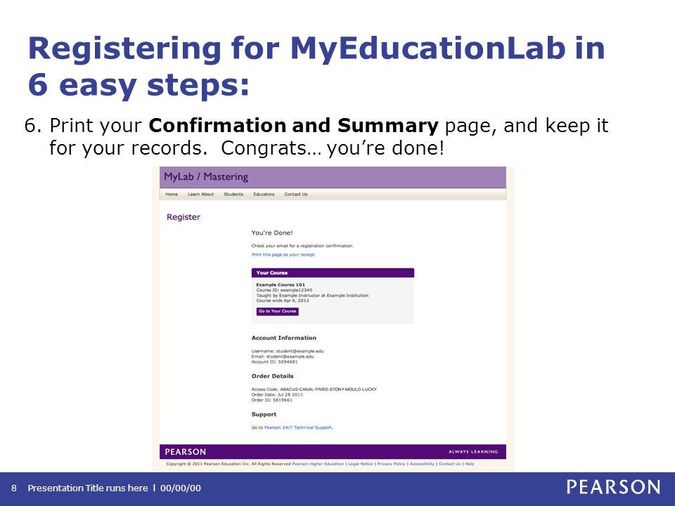 Registering for MyEducationLab in 6 easy steps: 6.