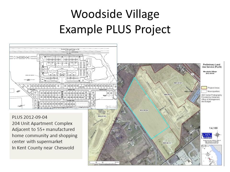 Woodside Village Example PLUS Project PLUS Unit Apartment Complex Adjacent to 55+ manufactured home community and shopping center with supermarket In Kent County near Cheswold