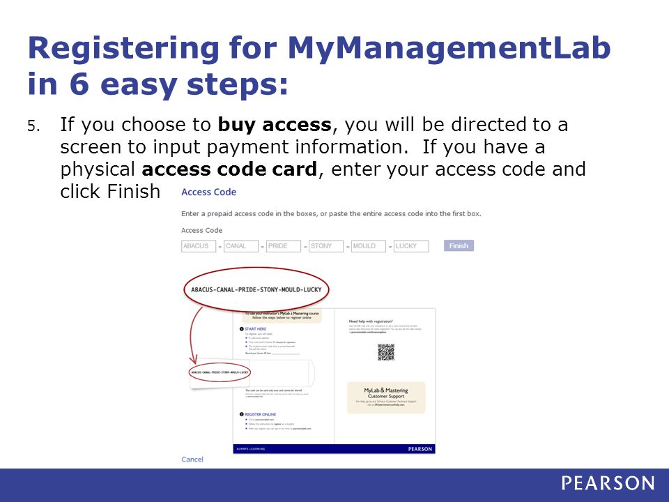 Registering for MyManagementLab in 6 easy steps: 5.