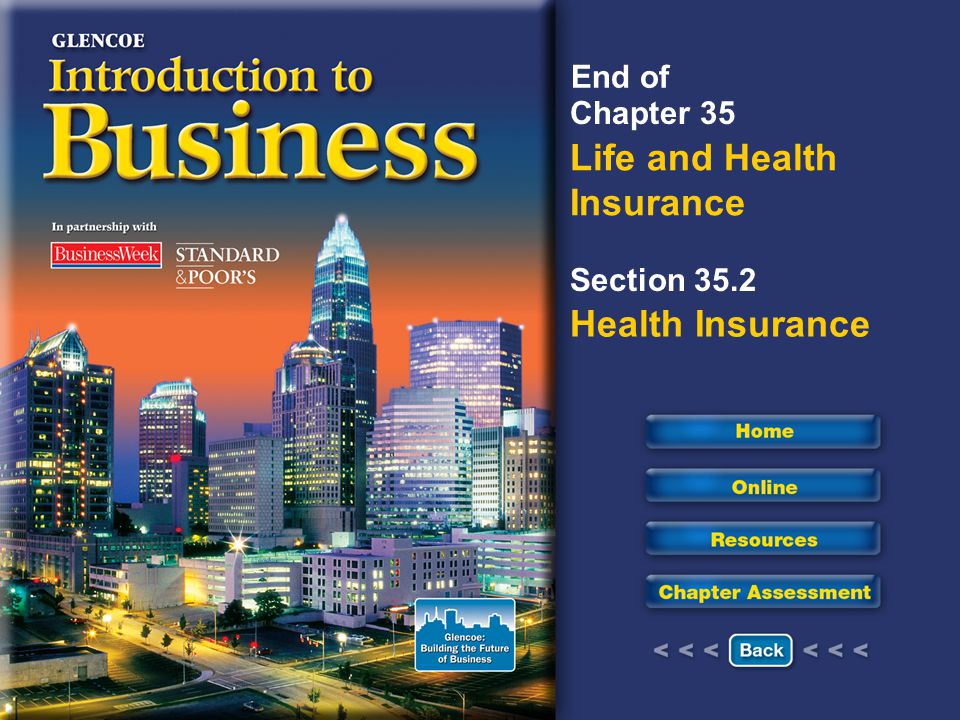 Chapter 35 Life and Health Insurance Section 35.2 Health Insurance End of