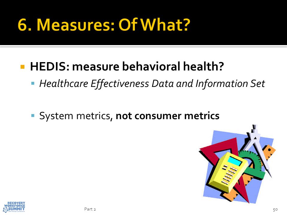  HEDIS: measure behavioral health.
