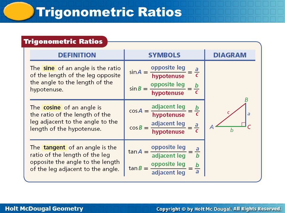Holt McDougal Geometry Trigonometric Ratios