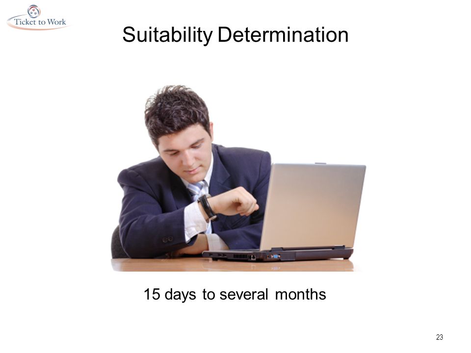 Suitability Determination days to several months