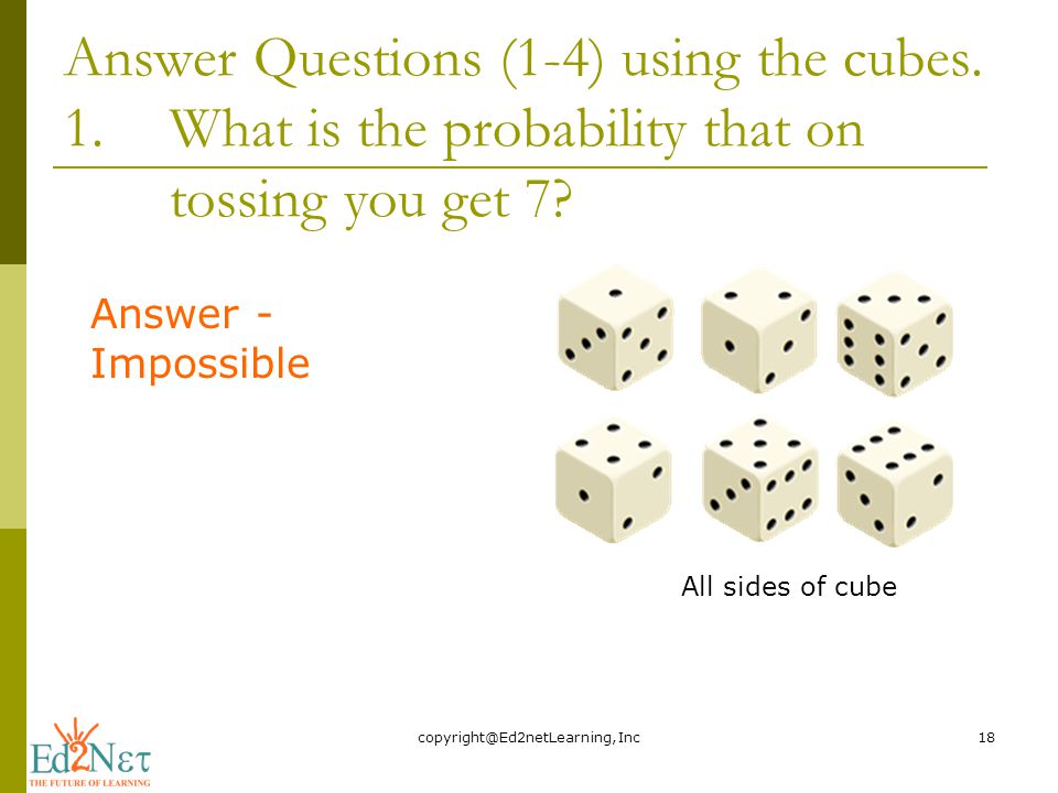 Answer Questions (1-4) using the cubes.