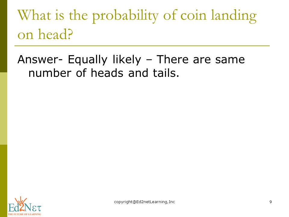 What is the probability of coin landing on head.